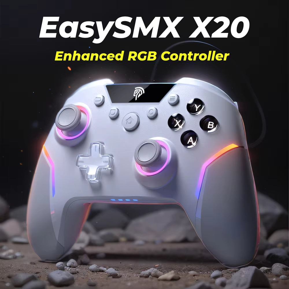 Easysmx X20 Wireless Gamepad Enhanced Controller Compatible with Pc/Ns/Tv/Phone/Laptop, Hall Micro Triggers Joystick RGB Effect